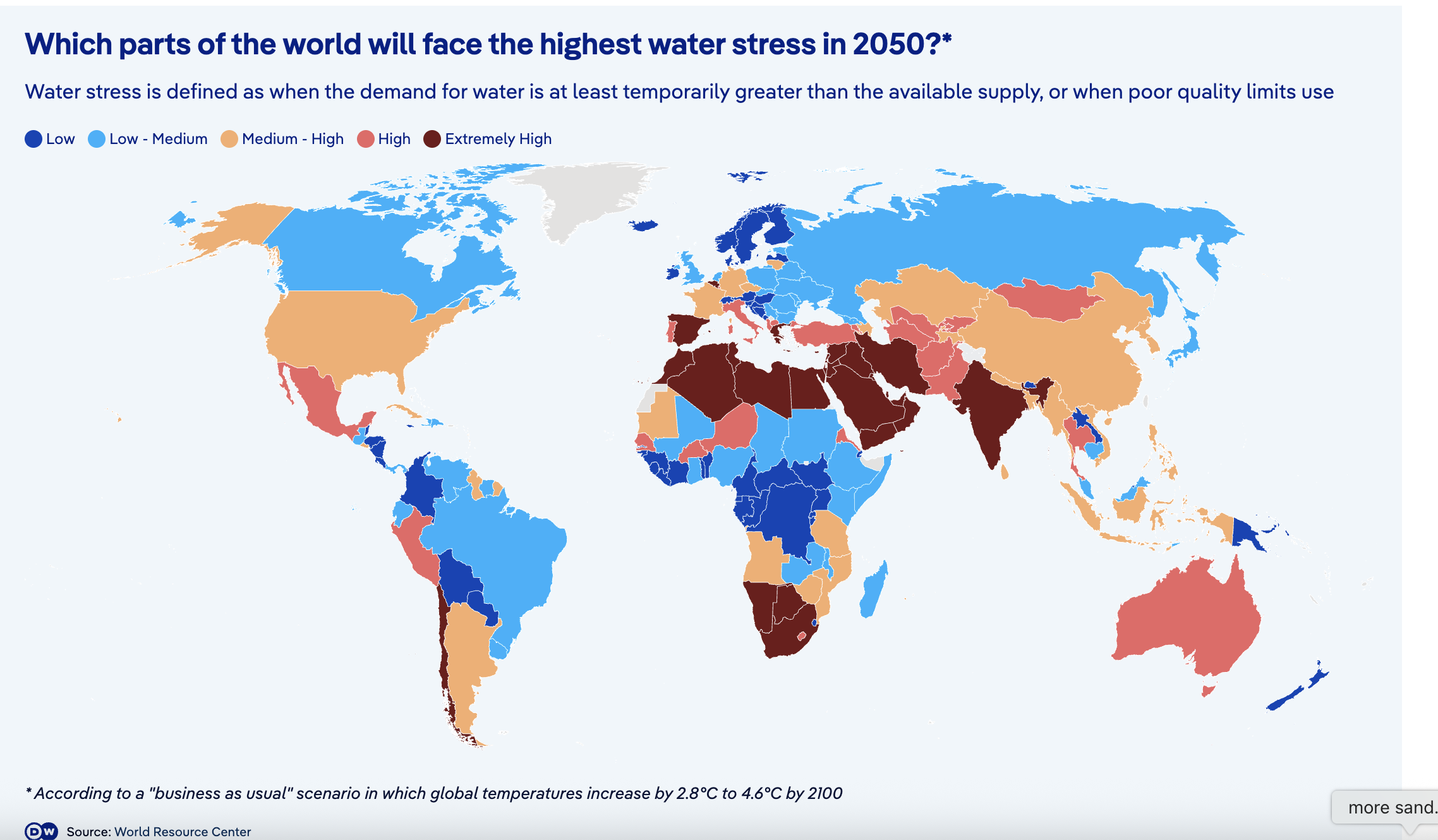 'Not enough water to go around' High water stress in arid, drought-stricken countries across Africa and the Middle East is set to cause an econo...