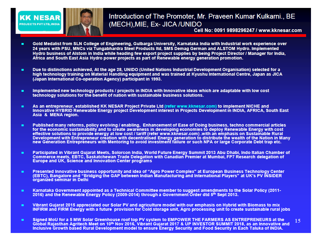 Praveen kulkarni, CEO and Promoter director at KK NESAR PROJECTS PRIVATE