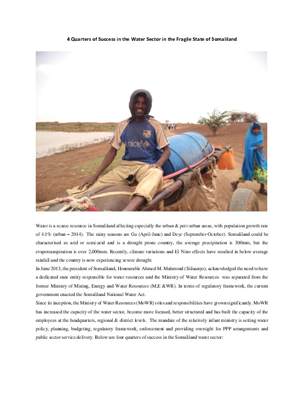 Success in the Water Sector in the Fragile State of Somaliland