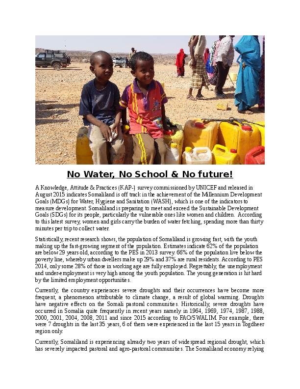 No Water, No School & No Future due to Droughts in Somaliland