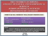 Use of Moringa oleifera in water treatment    