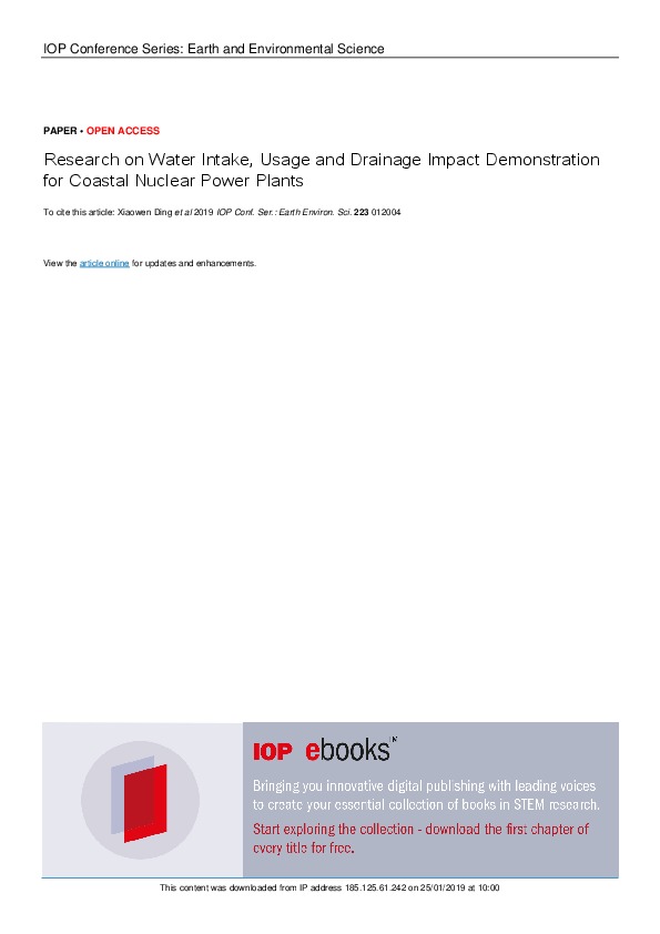 Research on Water Intake, Usage and Drainage Impact Demonstration for Coastal Nuclear Power Plants