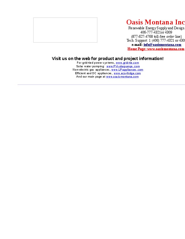Oasis Montana Inc. provides water pumping equipment for irrigation, wildlife, and residential use.&nbsp; Visit our site at www.PVsolarpumps.com ...