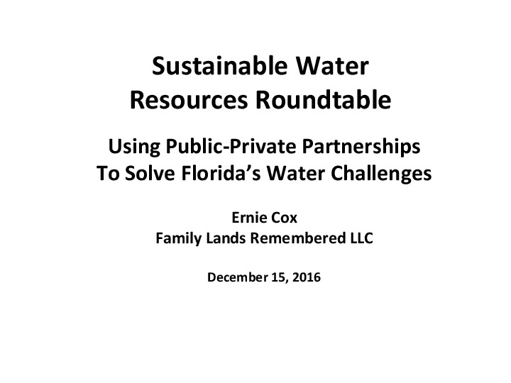 Using Public-Private Partnerships to Solve Floridas Water Challenges