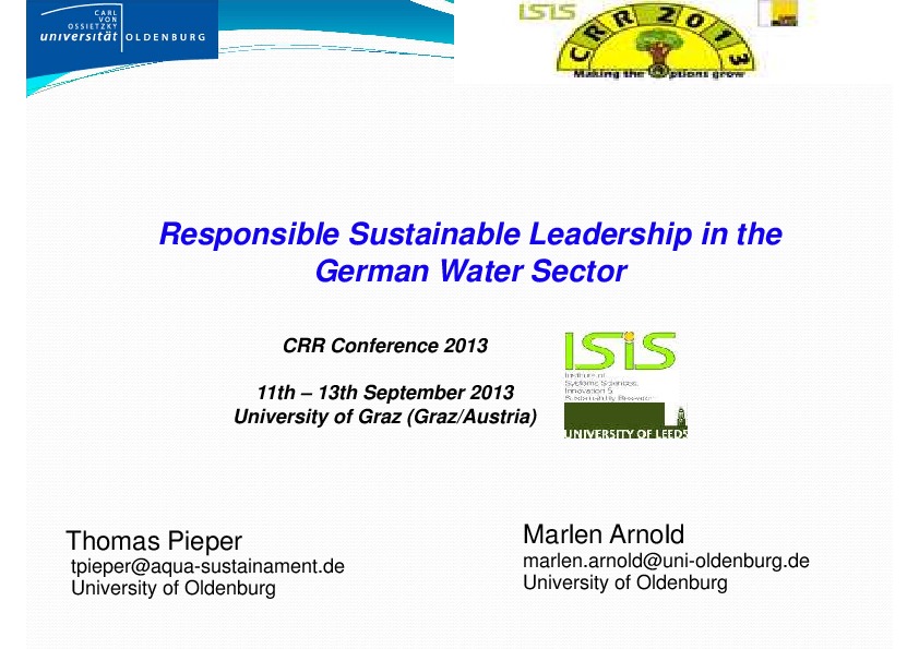 Responsible Sustainable Leadership in the German Water Sector