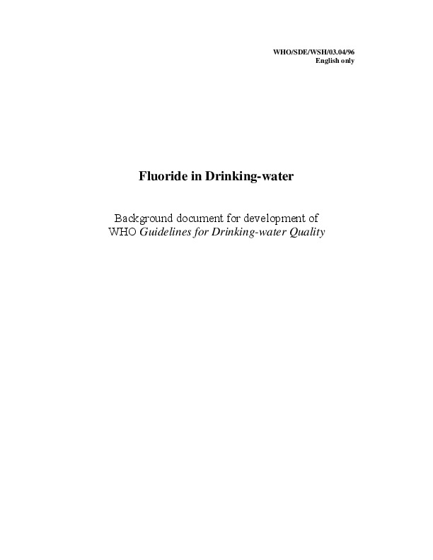 Fluoride in Drinking-water  - WHO guidlines