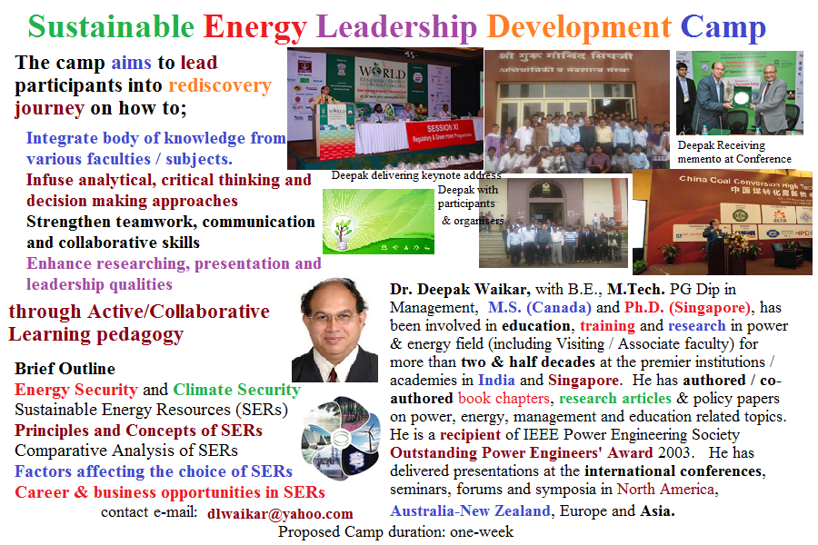 We have specially designed "Sustainable Energy Youth Leadership Workshop". We are open for joint collaborations with interested institutes and c...