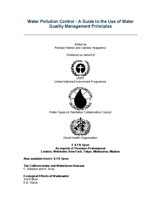 Water Pollution Control - A Guide to the Use of Water Quality Management Principles