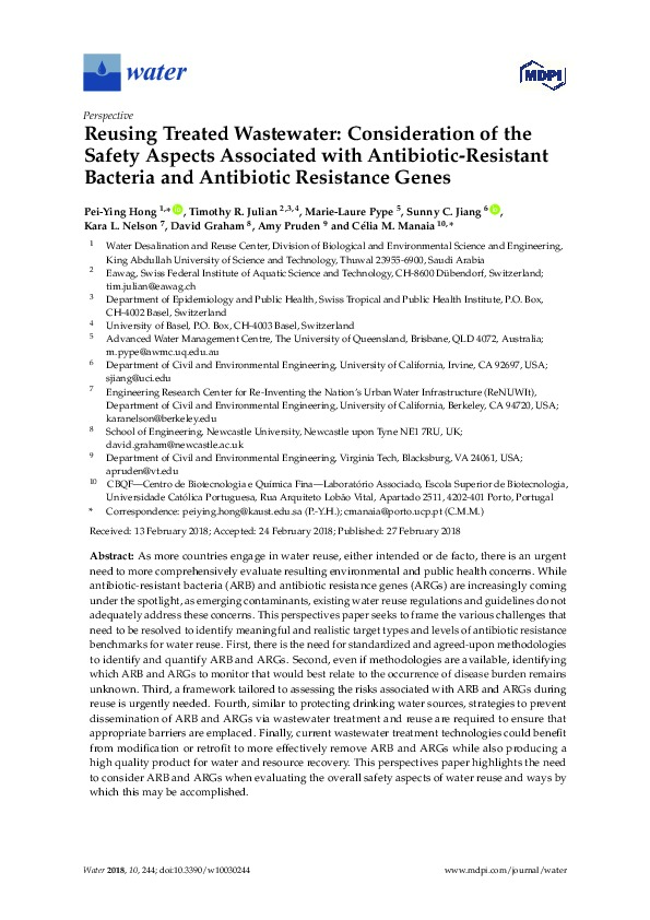 Reusing Treated Wastewater Consideration of the Safety Aspects
