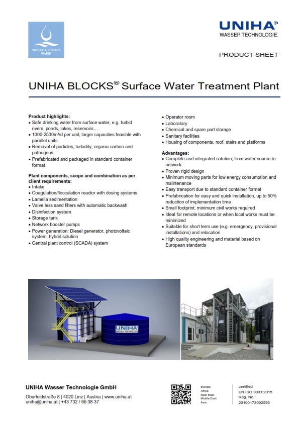 UNIHA BLOCKS® Surface Water Treatment Plant