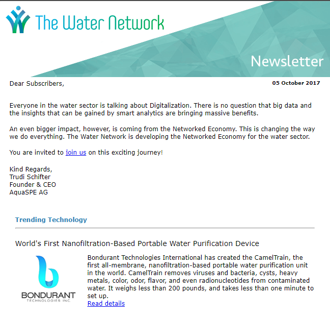 The Water Network Newsletter List