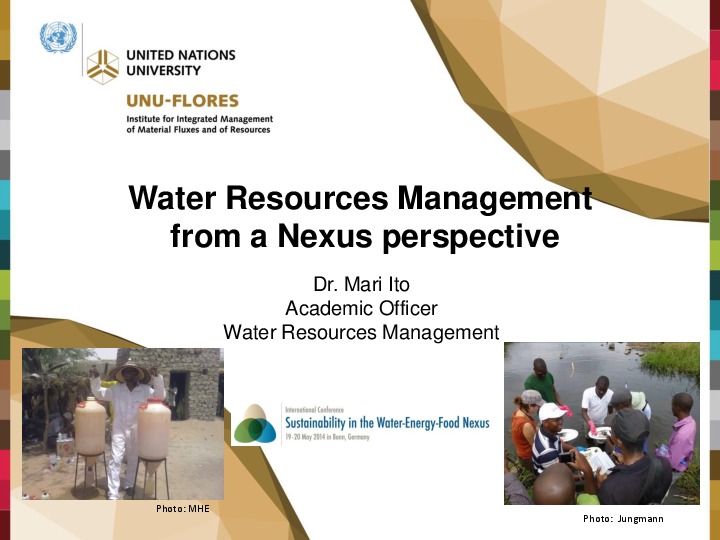 Water Resource Management from a Nexus Perspective 2014