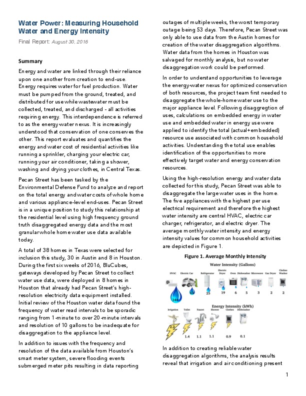 Water Power: Measuring Household Water and Energy Intensity