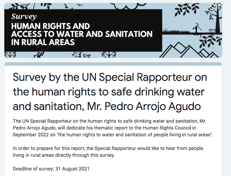 The UN Special Rapporteur on the human rights to safe drinking water and sanitation, Mr. Pedro Arrojo Agudo, will dedicate his thematic report t...