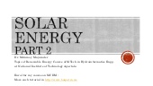 Introduction to Solar Energy Part 2