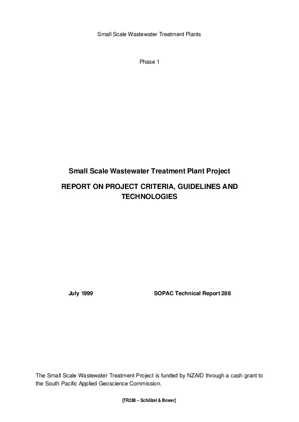 Small Scale Wastewater Treatment - Report