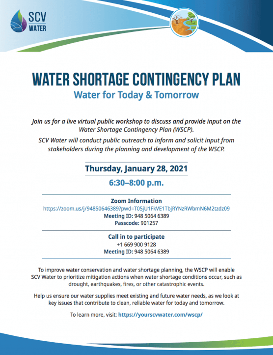 SCV Water Encouraging Public to Provide Input on Contingency Plan
