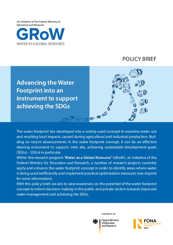 Advancing the Water Footprint into an instrument to support achieving the SDGs
