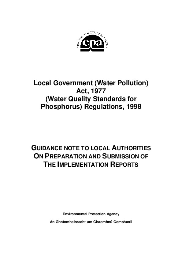 Water Quality Standards for Phosphorus Regulations, 1998, EPA