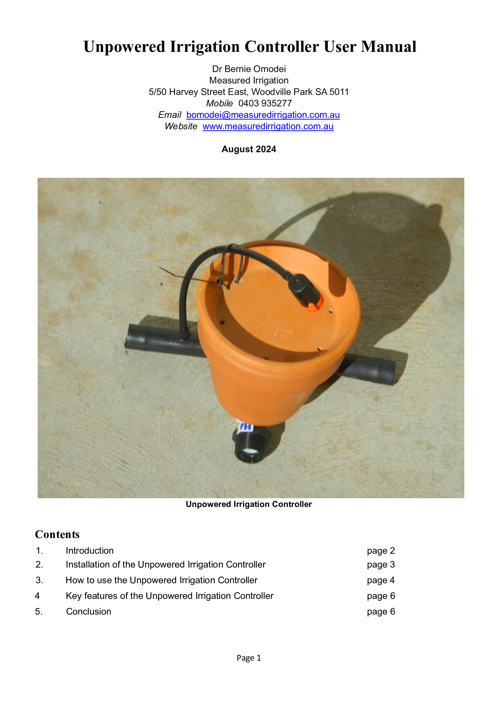 Unpowered irrigation controller for smallholders