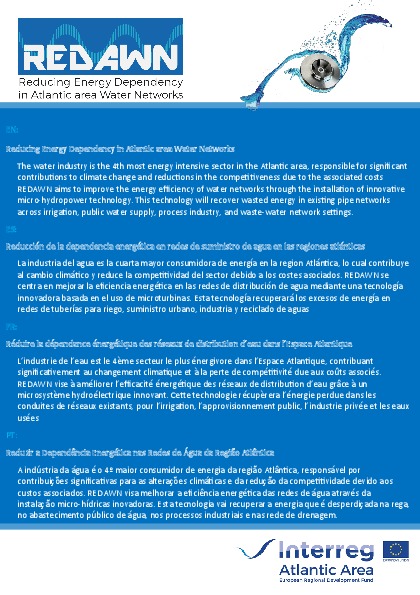 Time to still join the REDAWN Project Launch [Free Event] Twitter: @REDAWNAA REDAWN: Reducing Energy Dependency in Atlantic area Water Networks ...