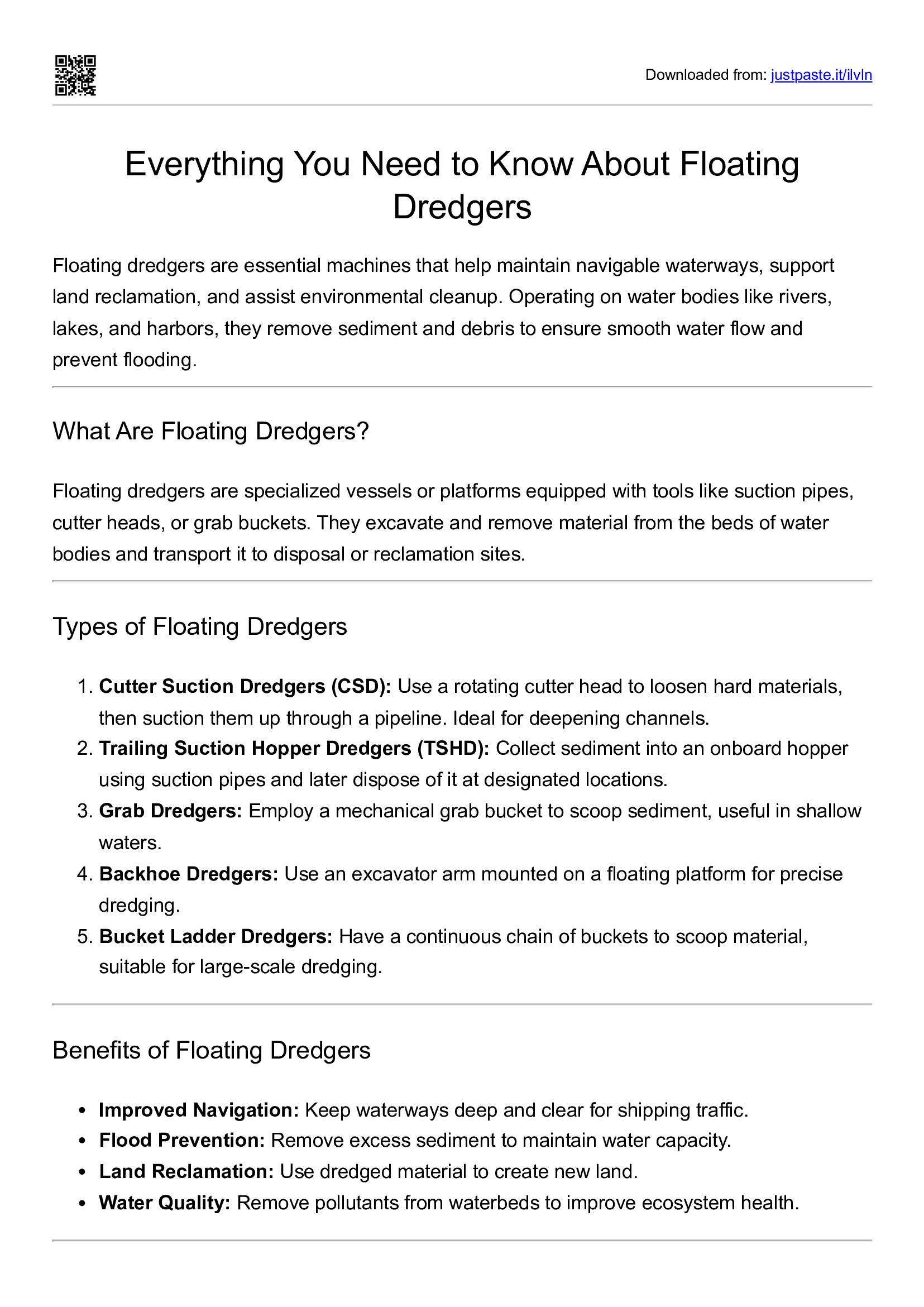 Floating dredgers