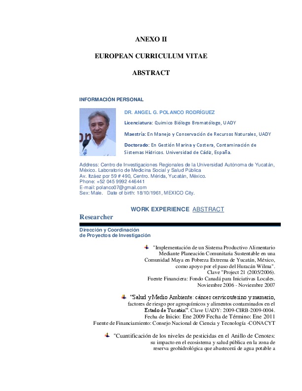 Dr. Angel Polanco Rodriguez, Phd Marine and Coastal Management, Water Pollution