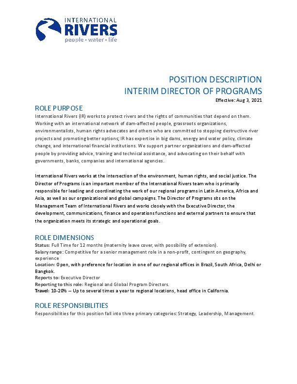 INTERIM DIRECTOR OF PROGRAMS