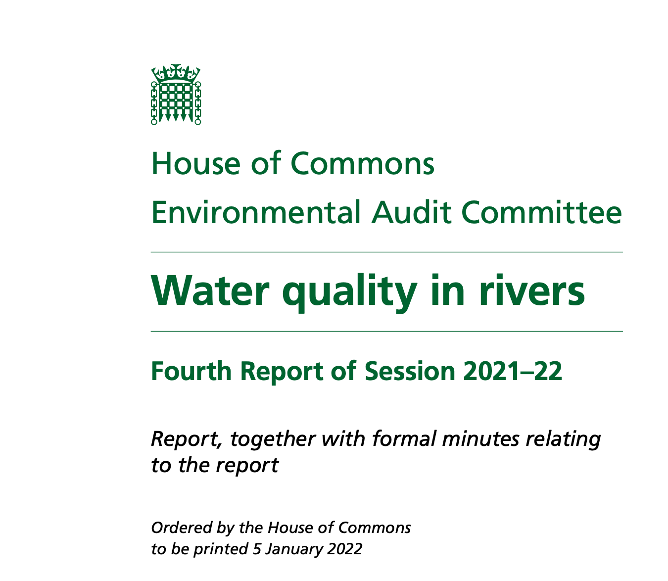 A report on the water quality in UK rivers
