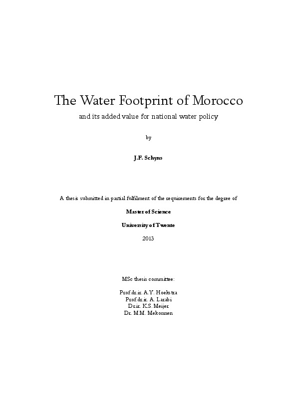 Water Footprint Morocco 2013 