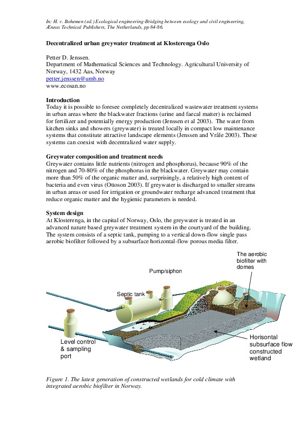 Decentralized urban greywater treatment at Klosterenga Oslo