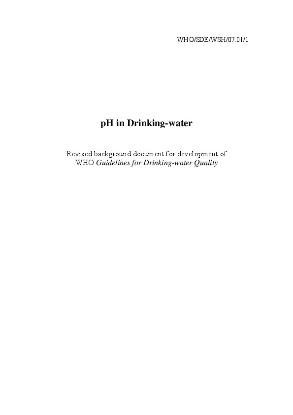 WHO pH in drinking-water