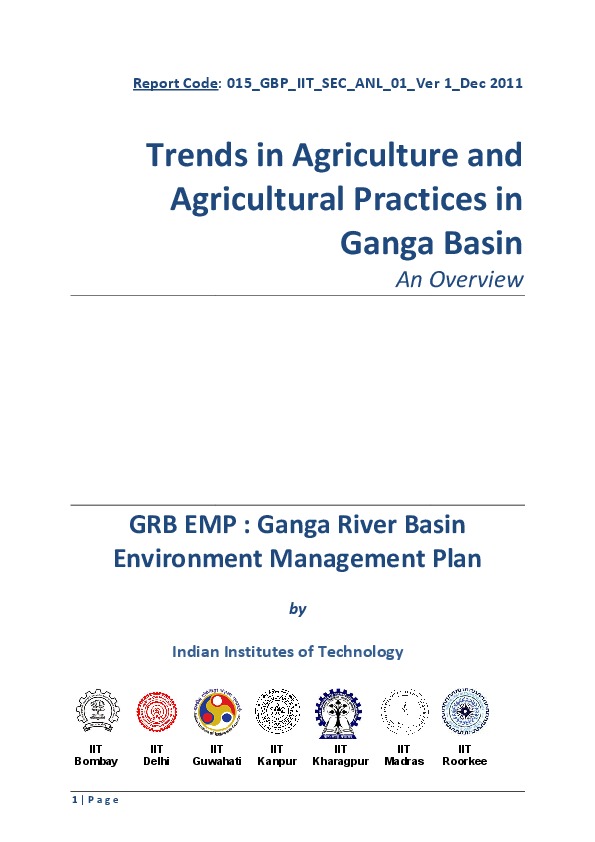 Trends in Agriculture and Agricultural Practices in Ganga Basin - Overview