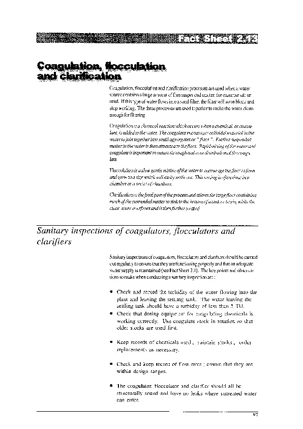 Coagulation, flocculation and clarification