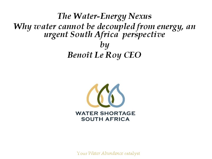 "The Water-Energy Nexus presented at The Water Show 2019"