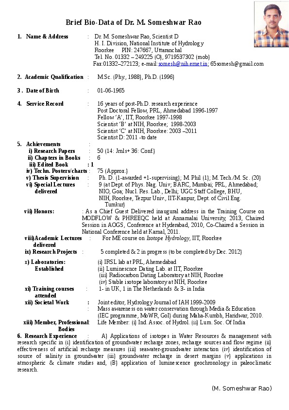 M. Someshwar Rao, National Institute of Hydrology - Scientist