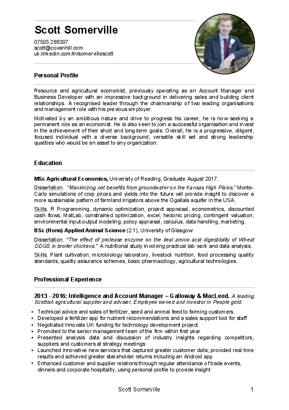 MSc Graduate in Agricultural Economics. Seeking career in water resource management. Looking for a role as an an economist, data analyst or rese...