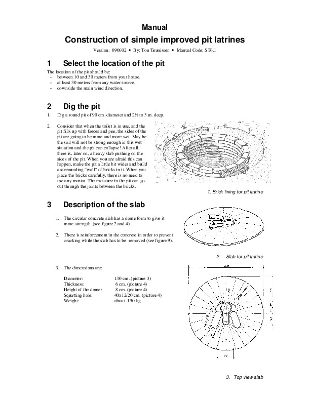 Manual Construction of simple improved pit latrines - The Water Network ...