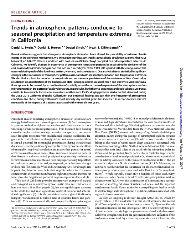 Trends in Atmospheric Patterns in California