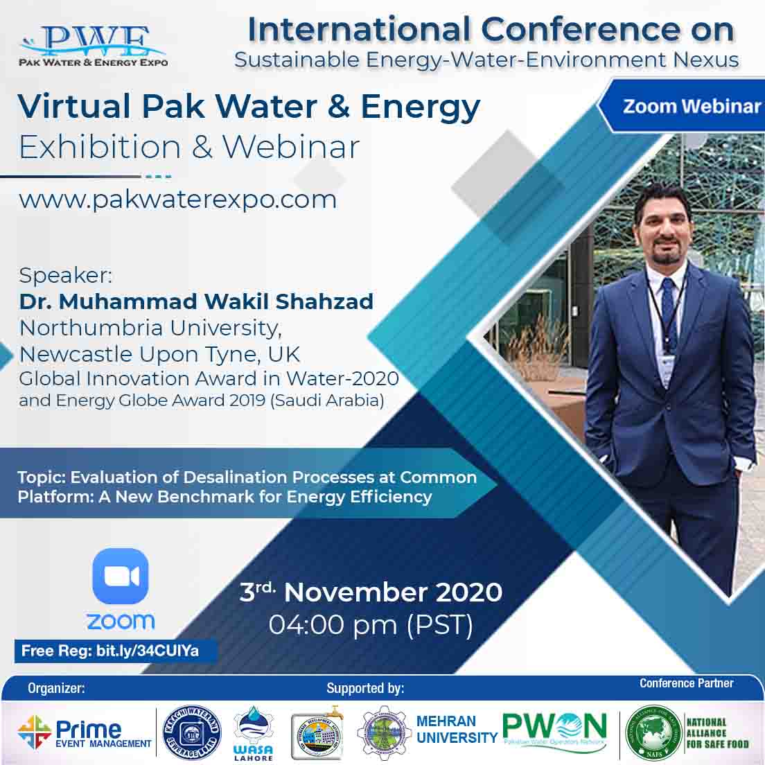 Webinar on Virtual Pak Water & Energy Expo. 3 - 5 November 2020.Free ​Registration: ​bit.ly/​34CUlYa or www.pakwaterexpo.com