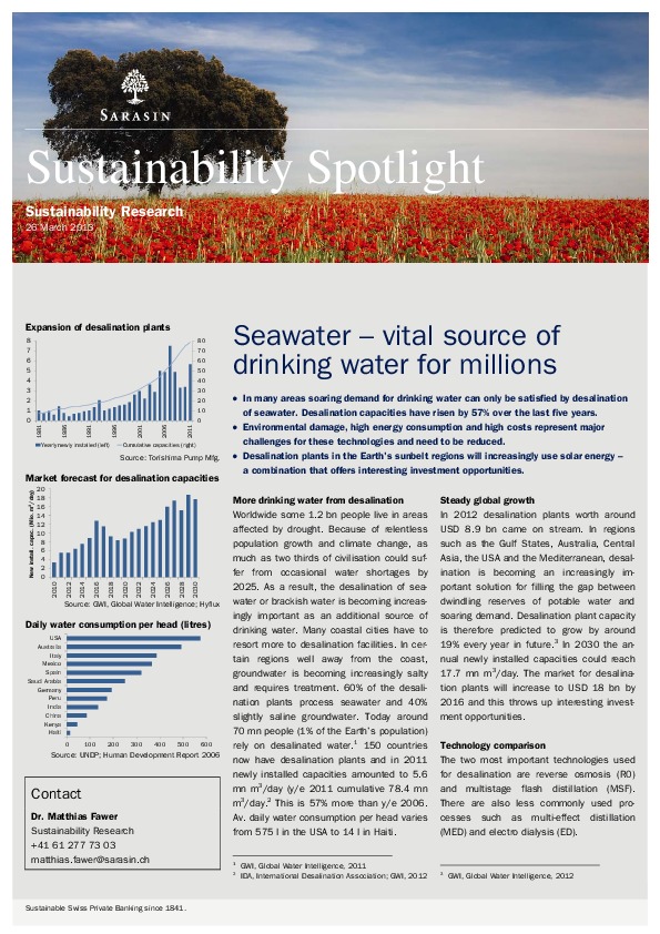 Overview of Alternatives for Sustainable Desalination