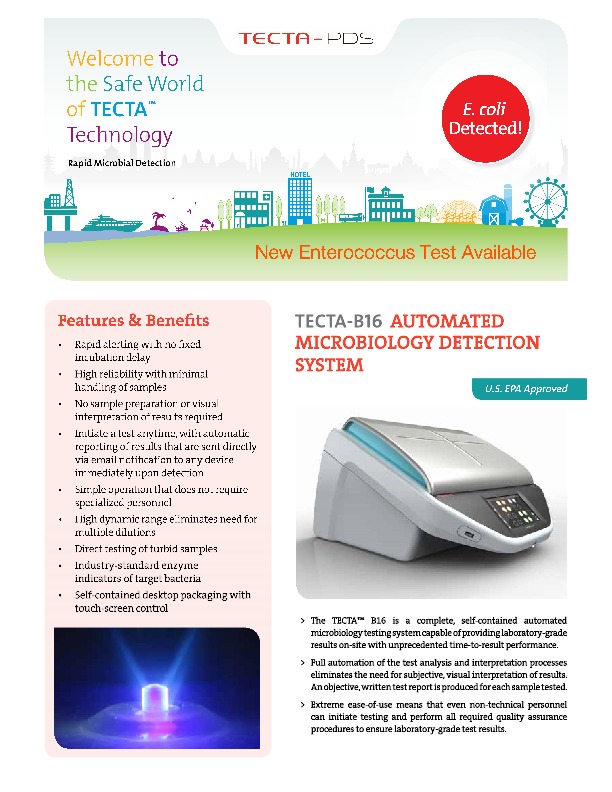 Automated, rapid&nbsp; enterococci &nbsp;test now available for Tecta platform from Tecta-PDS!&nbsp;Tecta-PDS is pleased to announce the launch ...