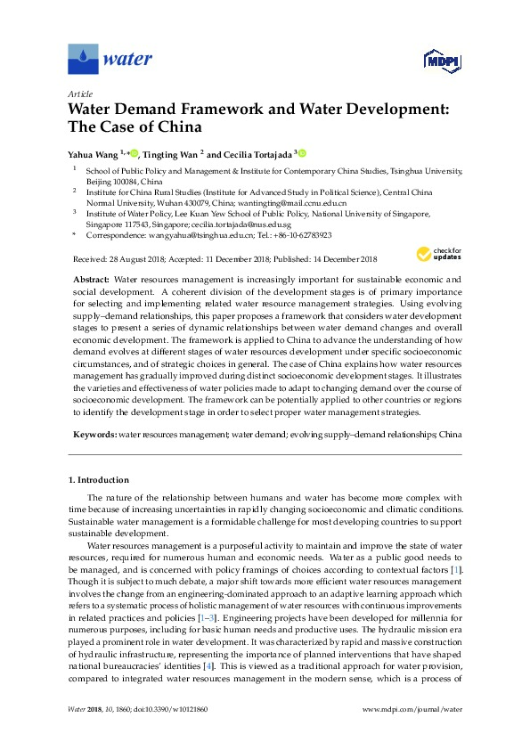 Water Demand Framework and Water Development: The Case of China