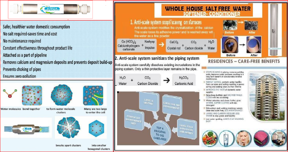 AQUA ENERGIZER FOR DOMESTIC AND COMMERCIAL USE