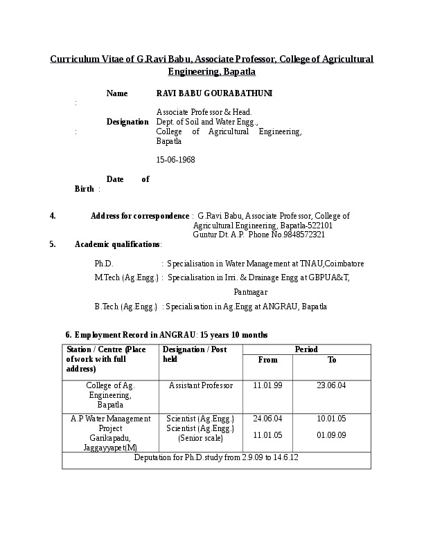 Ravi Gourabathuni, Acharya N G Ranga Agricultural University - Associate Professor