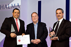 Oliver Lawal (Aquionics President), wins the Halma Innovation Award for their UV technology
