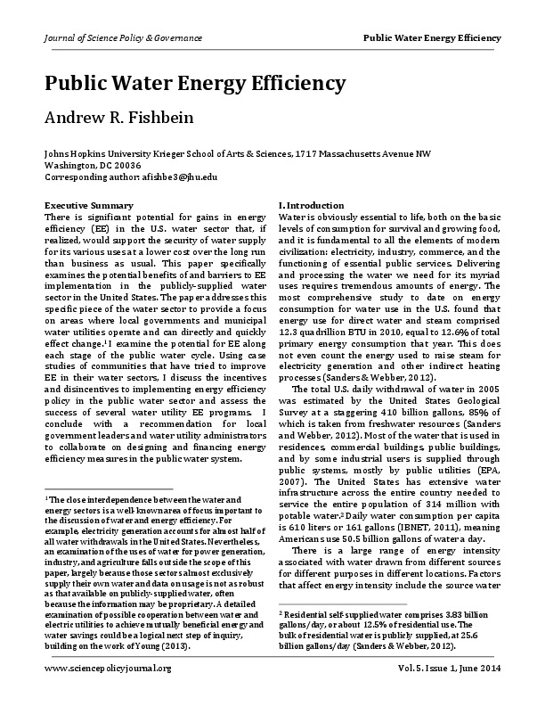 Public Water Energy Efficiency - 2014