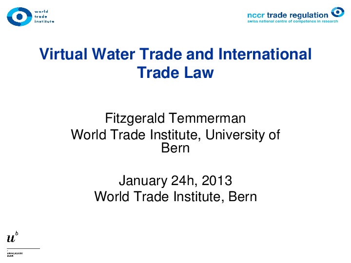 Virtual Water Trade International Law 2014 