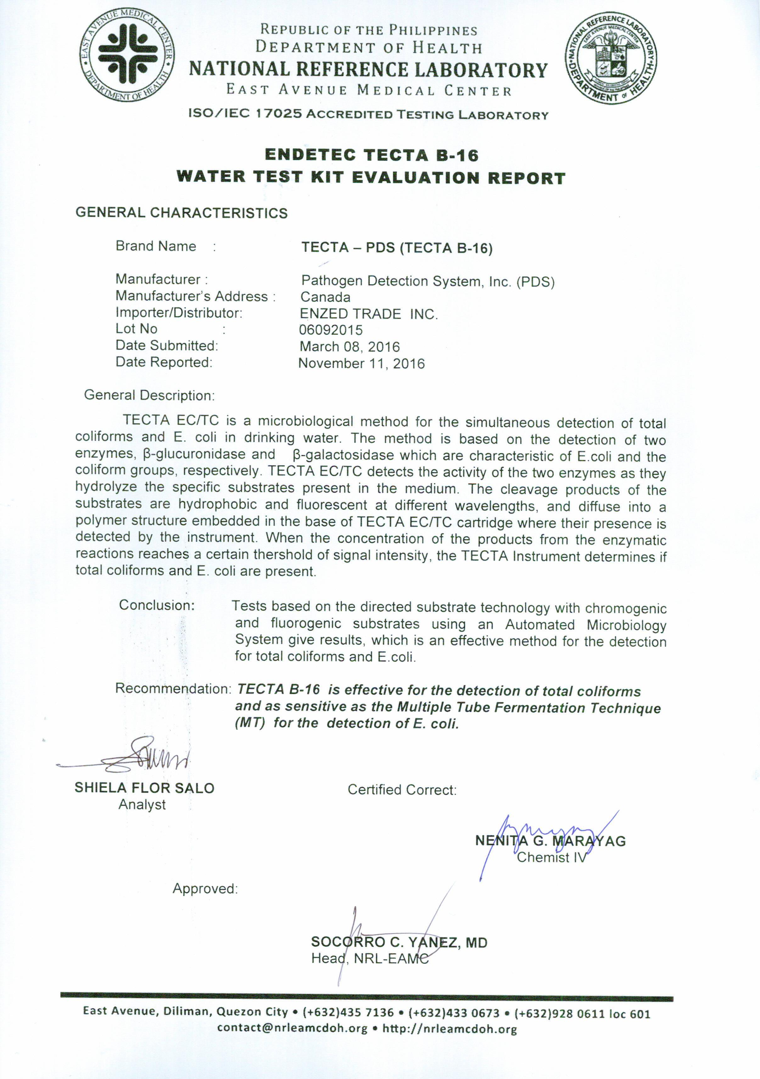 Automated, rapid microbial detection system for testing of E. coli & coliforms bacteria receives official approval from The&nbsp;Philippines Dep...