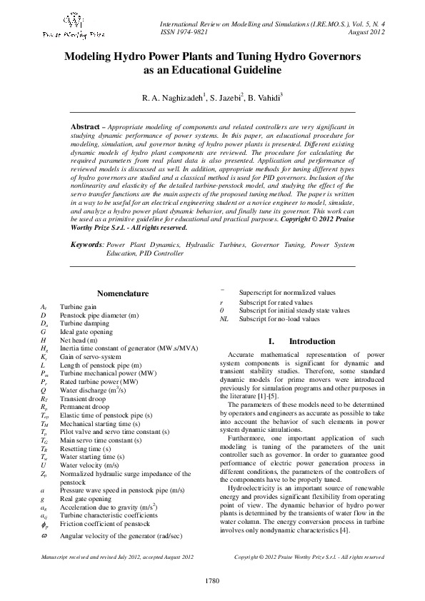 Modeling Hydro Power Plants and Tuning Hydro Governors as an Educational Guideline